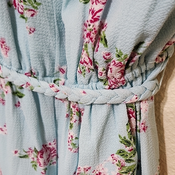 Sage Pink and Blue Puff Sleeve Sundress - Picture 8 of 12